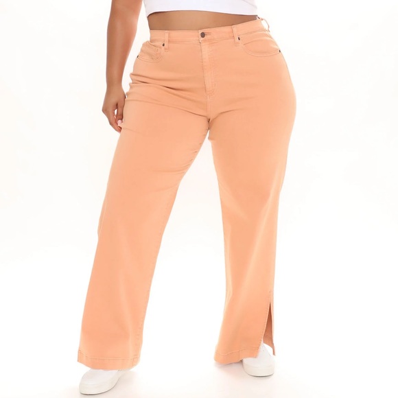 🍑Peachy relaxed baggy wide leg side slit plus size boyfriend jeans🍑 - Picture 3 of 5